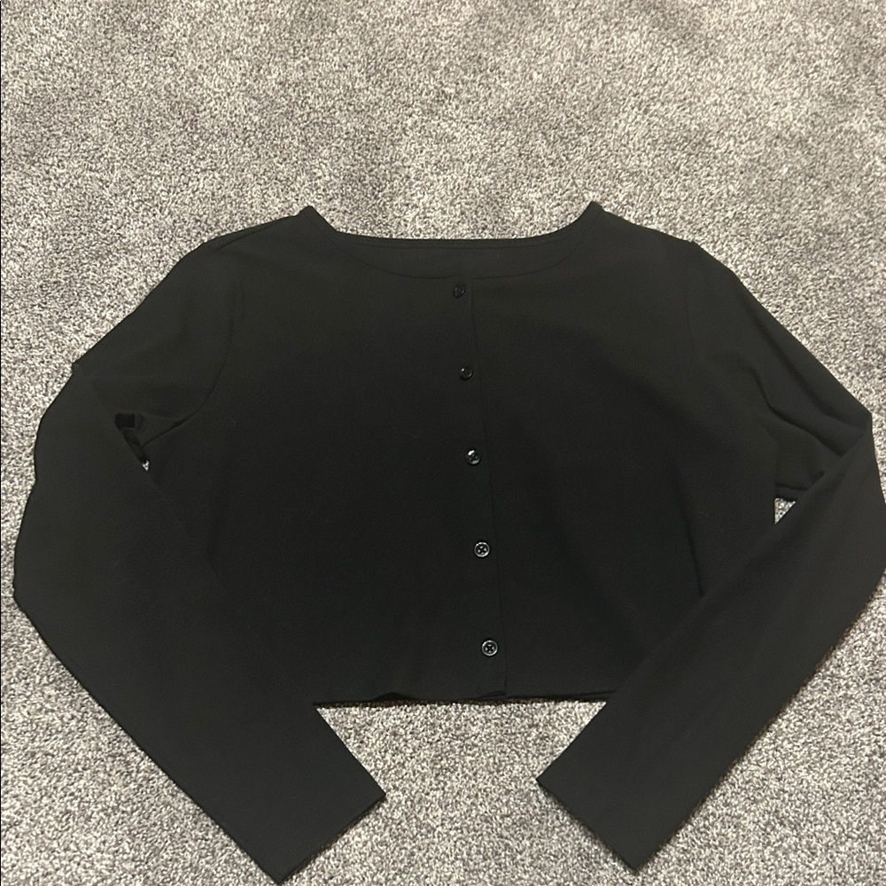 Wild Fable ButterBliss Black Button up Cropped Top